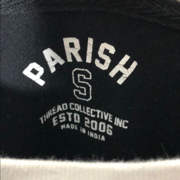 Parish t-shirt graphic tee asymmetric sleeves health wealth wisdom men's small - Picture 2 of 7